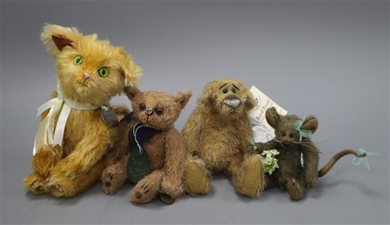 Artist Bears, two cats, a dog and a mouse